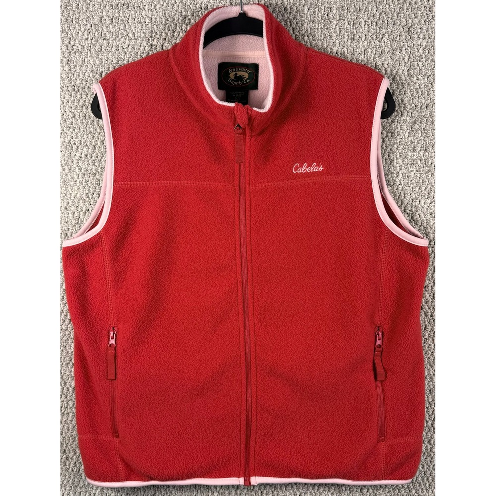 Stillwater Supply Co Cabelas Fleece Vest Large Red Pink Trim Gorpcore Outdoor
